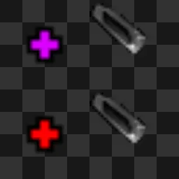 pink arrow red pointing cross with a tuff loading knife i guess.. animated mouse cursor